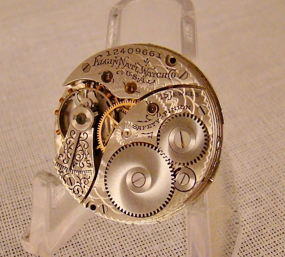 Elgin 0 Size Hunter Case Pocket Watch Fancy Dial