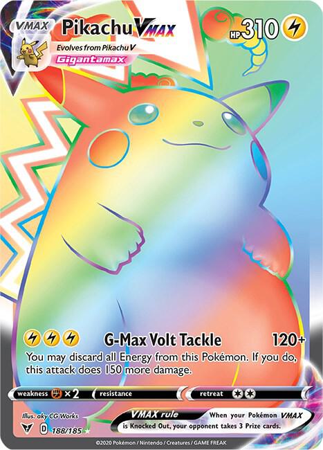 Pikachu VMAX (Rainbow Secret Rare) #188/185 - Vivid Voltage