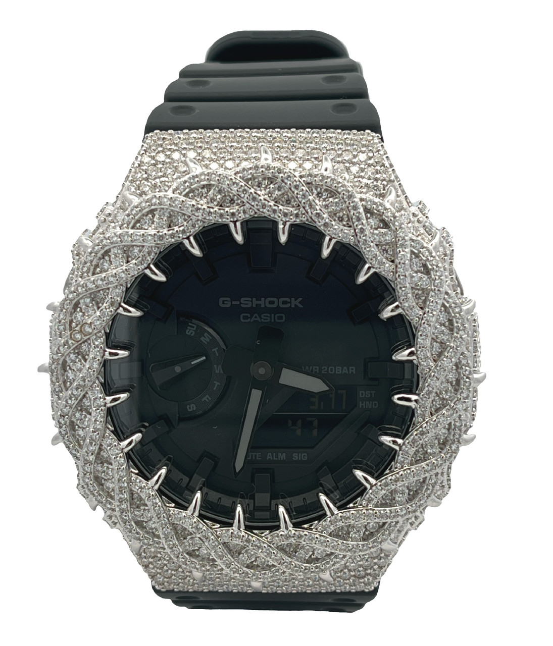 G-SHOCK CUSTOM MOISSANITE WATCH BLACK THORN GA2100